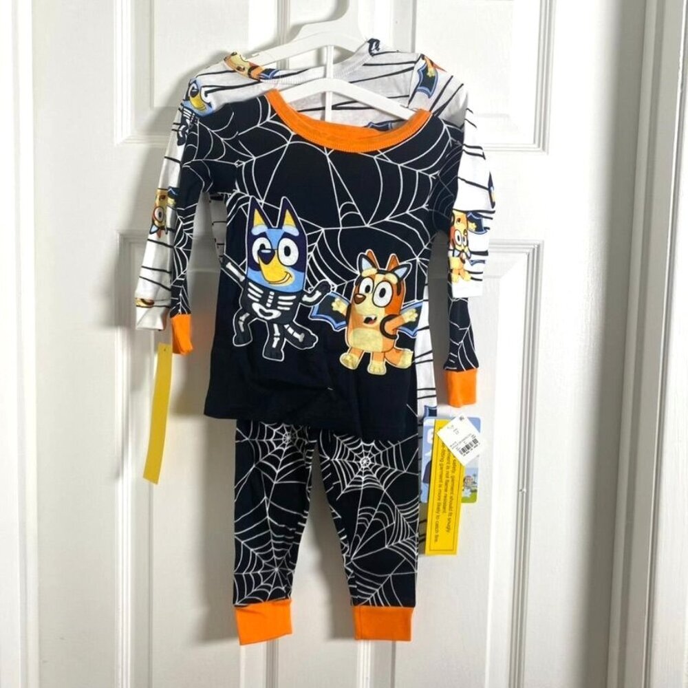 Toddler Boys' 4pc Bluey Cotton Long Sleeve Halloween Pajama Set Size 2T Or 4 - Picture 2 of 14
